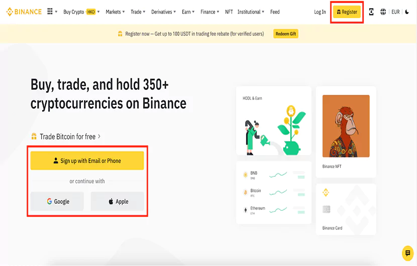 ثبت نام در صرافی بایننس ۱